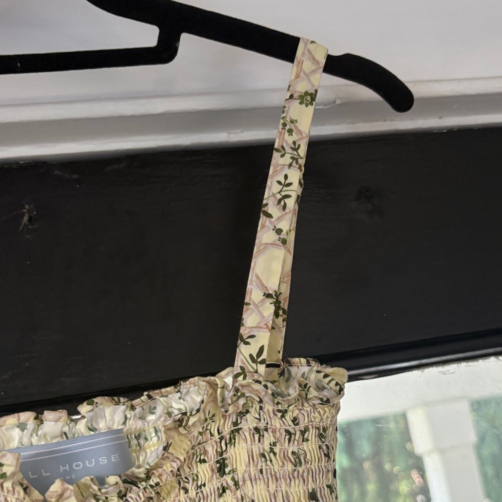 Hill House Mini Floral Sundress in Cream and Green - Picture 4 of 15